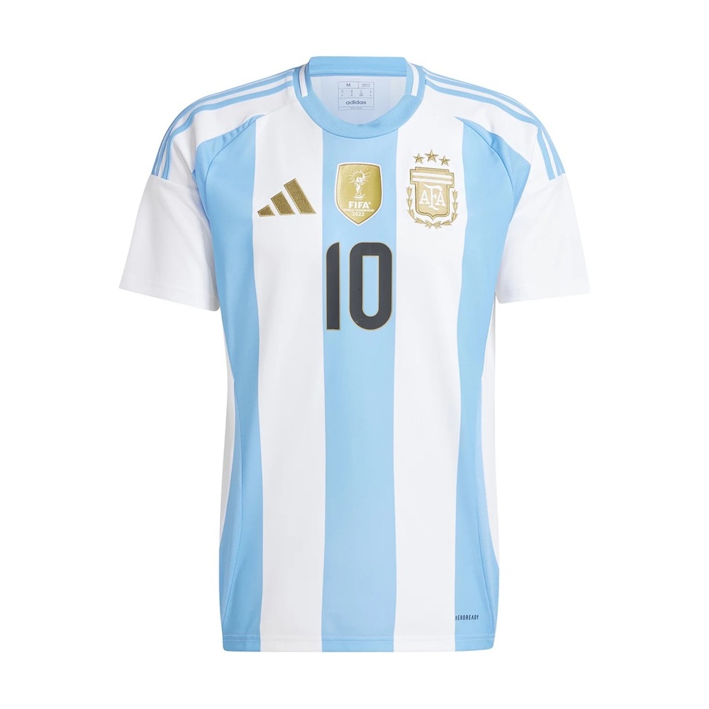 Adidas Blue and White Soccer Jersey with Gold Details